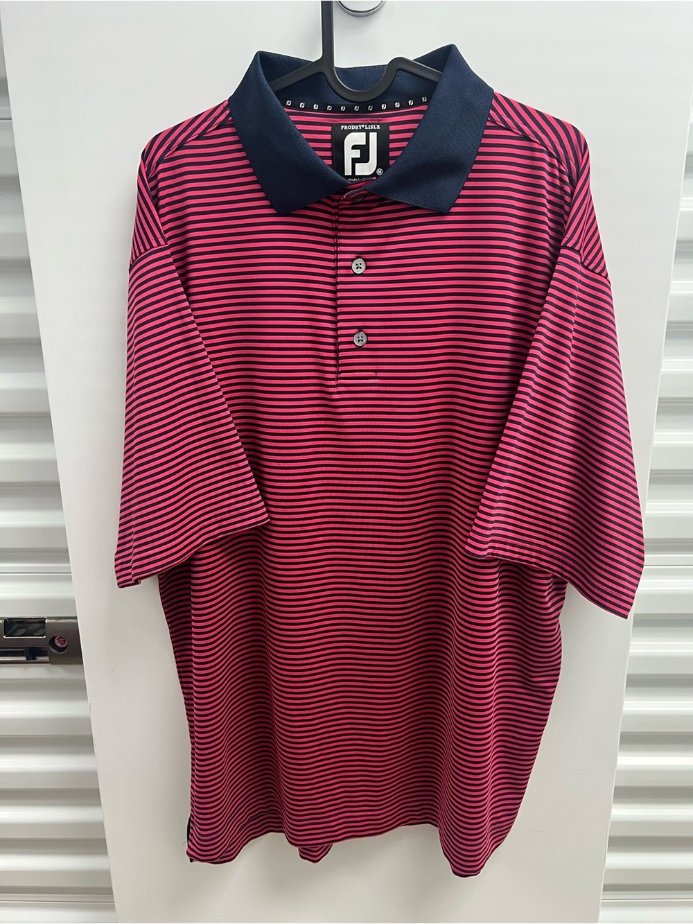 FootJoy Prodigy Lisle Pink & Black Striped Polo